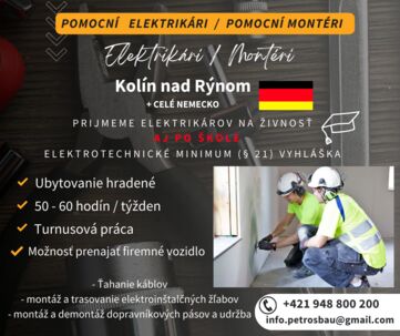 Pomocní elektrikári / Pomocní Montéri Nemecko