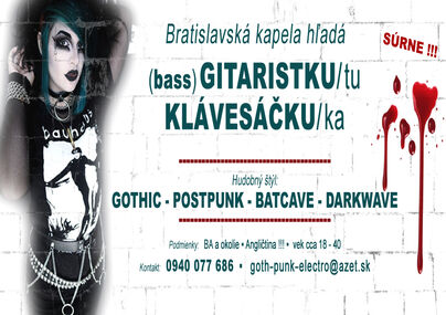Hľadáme (bass)gitaristku/tu, klávesáčku/ka_Darkwave Postpunk