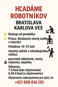 Hladáme Robotníkov na stavebné práce