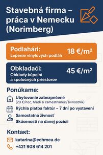 Stavebná firma – práca v Nemecku (Norimberg)