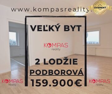 VEĽKY 2-IZB.BYT,KTORÝ VIETE PREROBIŤ NA 3-IZBÁK,2 LODŽIE,79m