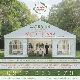 Prenajom party stanu 12X5 & catering na mieru
úspora dph