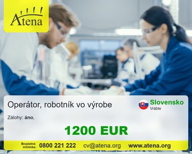 Operátor vo výrobe elektroniky (SMT) s priemerným platom 1 2