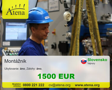 Montážnik v energetike s ubytovaním ZADARMO