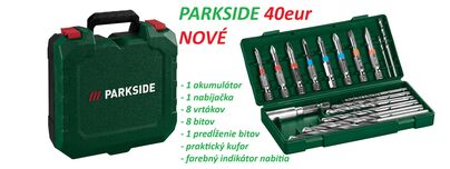 Aku vŕtací skrutkovač s príslušenstvom Parkside 1