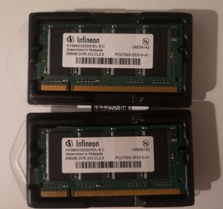 RAMka do laptopu: 2x Infineon 256 MB DDR